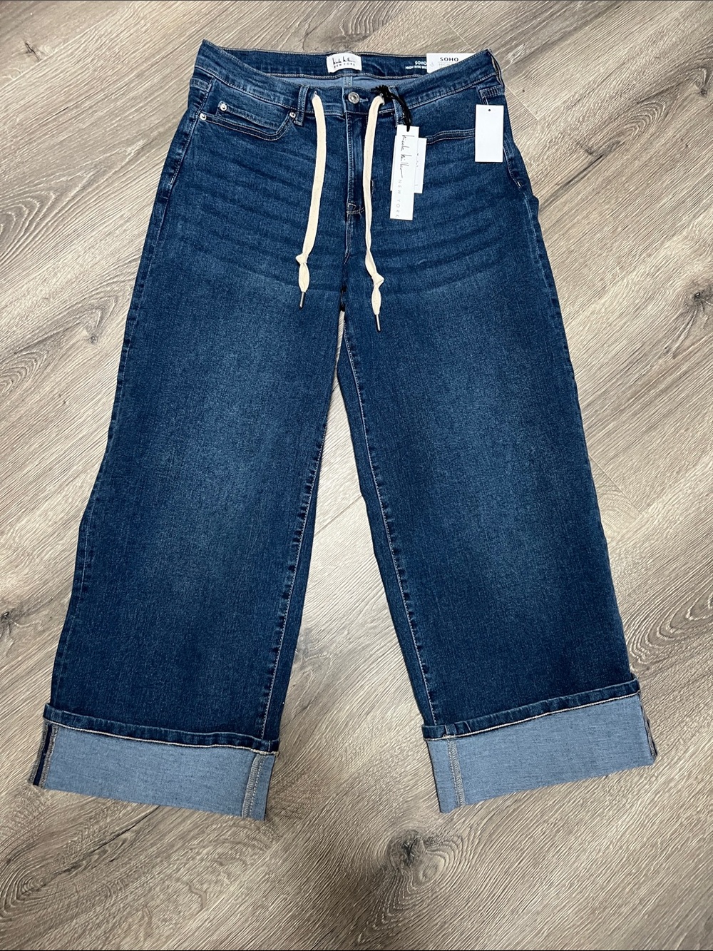 Nicole Miller Soho High Rise Wide Leg Cropped Cuffed Jeans Size 10 - Picture 2 of 14